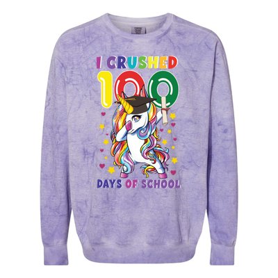 I Crushed 100 Day Of School Unicorn Teacher Student Cute Gift Colorblast Crewneck Sweatshirt