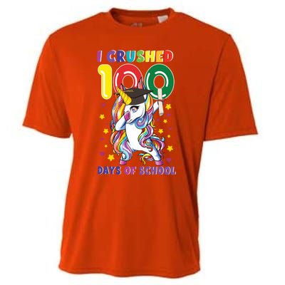 I Crushed 100 Day Of School Unicorn Teacher Student Cute Gift Cooling Performance Crew T-Shirt