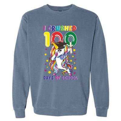 I Crushed 100 Day Of School Unicorn Teacher Student Cute Gift Garment-Dyed Sweatshirt