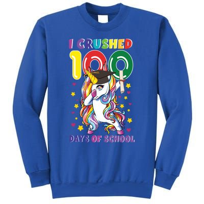 I Crushed 100 Day Of School Unicorn Teacher Student Cute Gift Sweatshirt