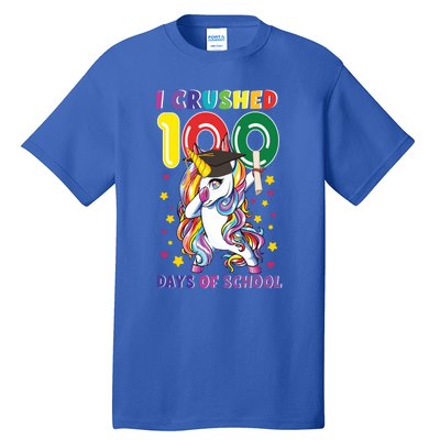 I Crushed 100 Day Of School Unicorn Teacher Student Cute Gift Tall T-Shirt