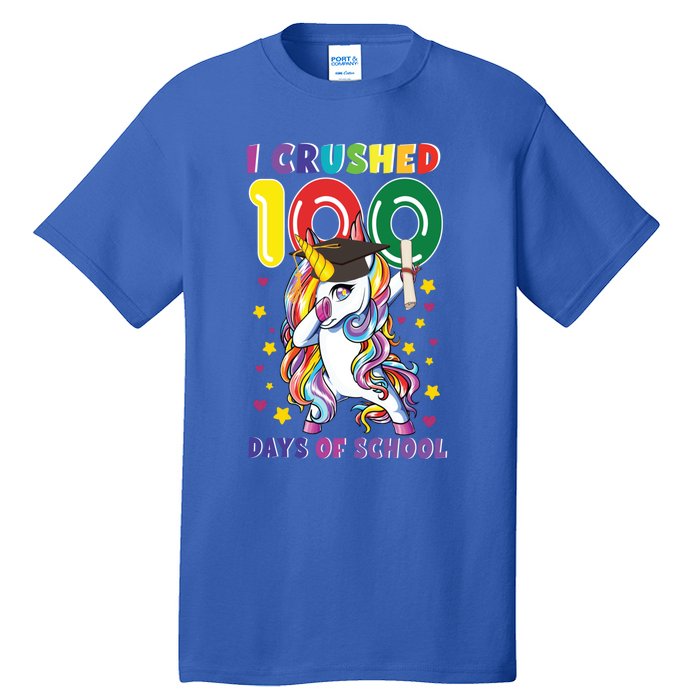 I Crushed 100 Day Of School Unicorn Teacher Student Cute Gift Tall T-Shirt