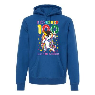 I Crushed 100 Day Of School Unicorn Teacher Student Cute Gift Premium Hoodie