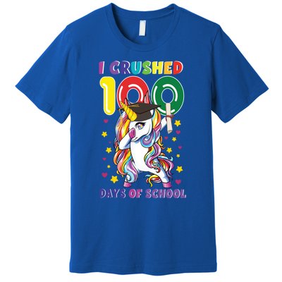 I Crushed 100 Day Of School Unicorn Teacher Student Cute Gift Premium T-Shirt