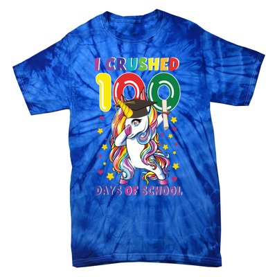 I Crushed 100 Day Of School Unicorn Teacher Student Cute Gift Tie-Dye T-Shirt