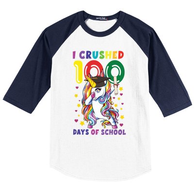 I Crushed 100 Day Of School Unicorn Teacher Student Cute Gift Baseball Sleeve Shirt