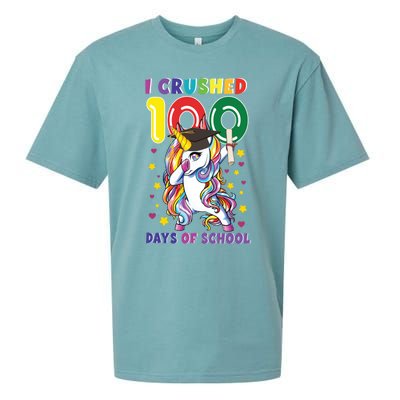 I Crushed 100 Day Of School Unicorn Teacher Student Cute Gift Sueded Cloud Jersey T-Shirt