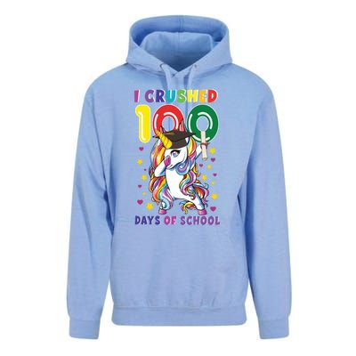 I Crushed 100 Day Of School Unicorn Teacher Student Cute Gift Unisex Surf Hoodie