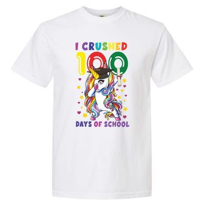 I Crushed 100 Day Of School Unicorn Teacher Student Cute Gift Garment-Dyed Heavyweight T-Shirt