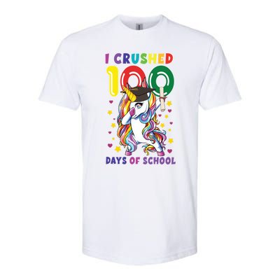 I Crushed 100 Day Of School Unicorn Teacher Student Cute Gift Softstyle CVC T-Shirt