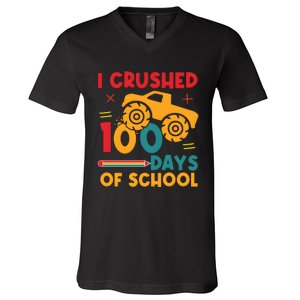 I Crushed 100 Days Of School V-Neck T-Shirt