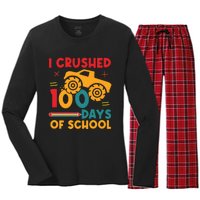 I Crushed 100 Days Of School Women's Long Sleeve Flannel Pajama Set 