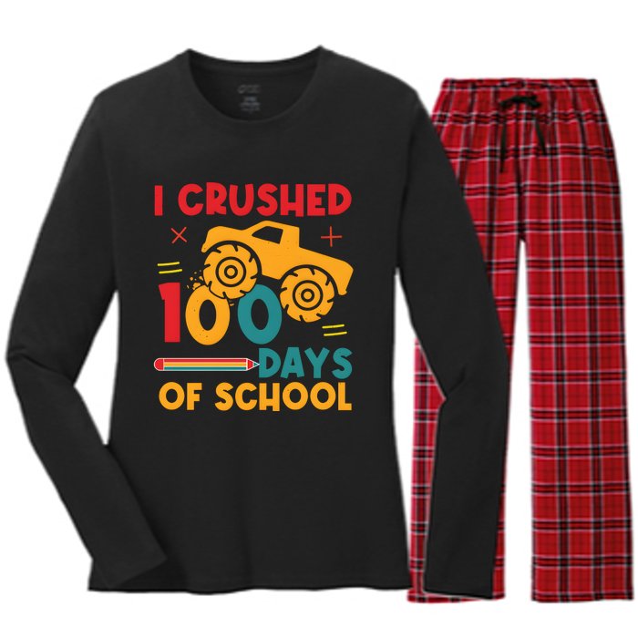 I Crushed 100 Days Of School Women's Long Sleeve Flannel Pajama Set 