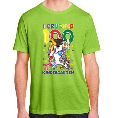 I Crushed 100 Day Of Kindergarten Unicorn Teacher Cute Gift Adult ChromaSoft Performance T-Shirt