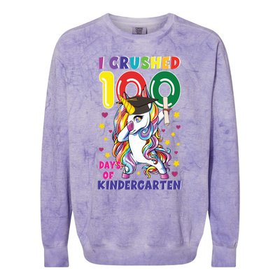 I Crushed 100 Day Of Kindergarten Unicorn Teacher Cute Gift Colorblast Crewneck Sweatshirt