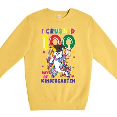 I Crushed 100 Day Of Kindergarten Unicorn Teacher Cute Gift Premium Crewneck Sweatshirt