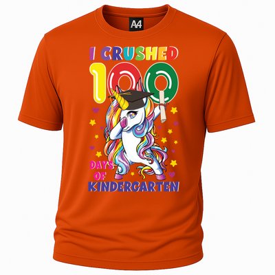 I Crushed 100 Day Of Kindergarten Unicorn Teacher Cute Gift Cooling Performance Crew T-Shirt