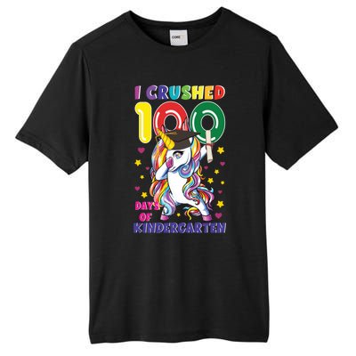 I Crushed 100 Day Of Kindergarten Unicorn Teacher Cute Gift Tall Fusion ChromaSoft Performance T-Shirt