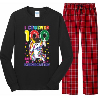 I Crushed 100 Day Of Kindergarten Unicorn Teacher Cute Gift Long Sleeve Pajama Set