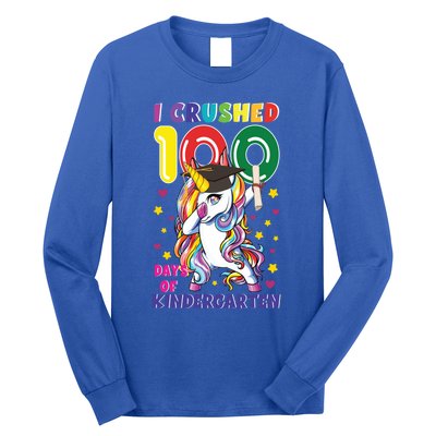 I Crushed 100 Day Of Kindergarten Unicorn Teacher Cute Gift Long Sleeve Shirt