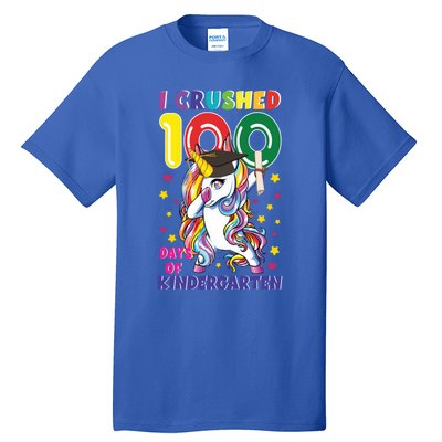 I Crushed 100 Day Of Kindergarten Unicorn Teacher Cute Gift Tall T-Shirt