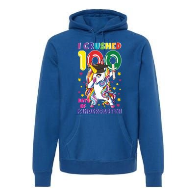 I Crushed 100 Day Of Kindergarten Unicorn Teacher Cute Gift Premium Hoodie