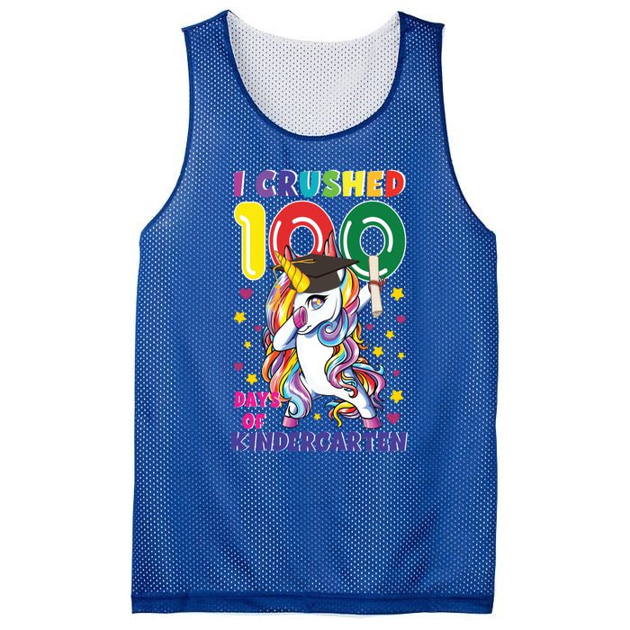 I Crushed 100 Day Of Kindergarten Unicorn Teacher Cute Gift Mesh Reversible Basketball Jersey Tank