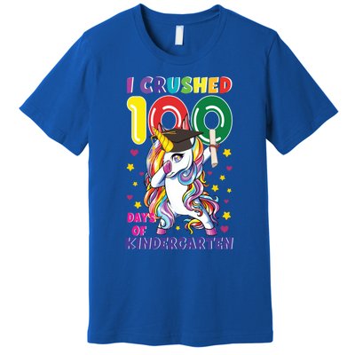 I Crushed 100 Day Of Kindergarten Unicorn Teacher Cute Gift Premium T-Shirt