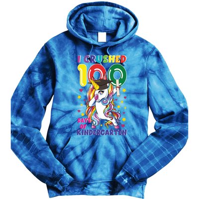 I Crushed 100 Day Of Kindergarten Unicorn Teacher Cute Gift Tie Dye Hoodie