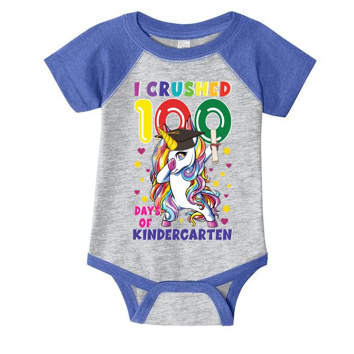 I Crushed 100 Day Of Kindergarten Unicorn Teacher Cute Gift Infant Baby Jersey Bodysuit