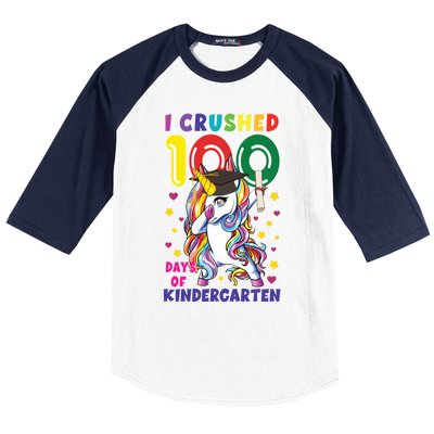 I Crushed 100 Day Of Kindergarten Unicorn Teacher Cute Gift Baseball Sleeve Shirt