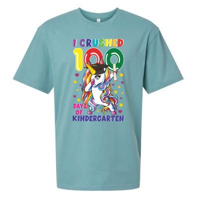 I Crushed 100 Day Of Kindergarten Unicorn Teacher Cute Gift Sueded Cloud Jersey T-Shirt