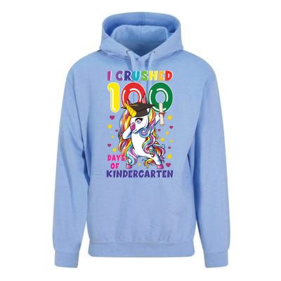 I Crushed 100 Day Of Kindergarten Unicorn Teacher Cute Gift Unisex Surf Hoodie