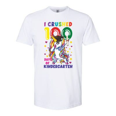 I Crushed 100 Day Of Kindergarten Unicorn Teacher Cute Gift Softstyle CVC T-Shirt