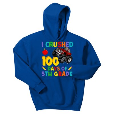 I Crushed 100 Days Of 5th Grade School Monster Truck Gift Kids Hoodie