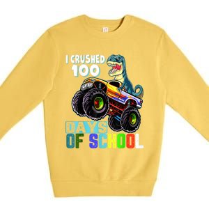 I Crushed 100 Days Of School Funny Trex 100th Day Of School Premium Crewneck Sweatshirt