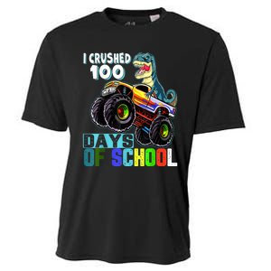 I Crushed 100 Days Of School Funny Trex 100th Day Of School Cooling Performance Crew T-Shirt