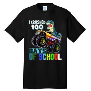 I Crushed 100 Days Of School Funny Trex 100th Day Of School Tall T-Shirt