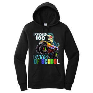 I Crushed 100 Days Of School Funny Trex 100th Day Of School Women's Pullover Hoodie