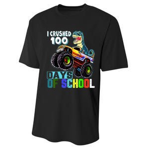 I Crushed 100 Days Of School Funny Trex 100th Day Of School Performance Sprint T-Shirt