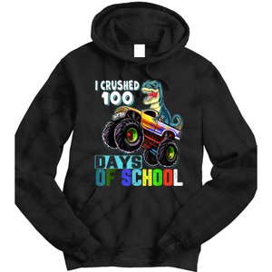 I Crushed 100 Days Of School Funny Trex 100th Day Of School Tie Dye Hoodie