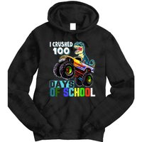 I Crushed 100 Days Of School Funny Trex 100th Day Of School Tie Dye Hoodie