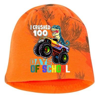 I Crushed 100 Days Of School Funny Trex 100th Day Of School Kati - Camo Knit Beanie