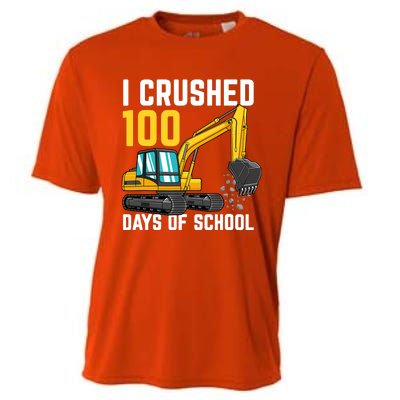 I Crushed 100 Days Of School Boy Excavator Cooling Performance Crew T-Shirt