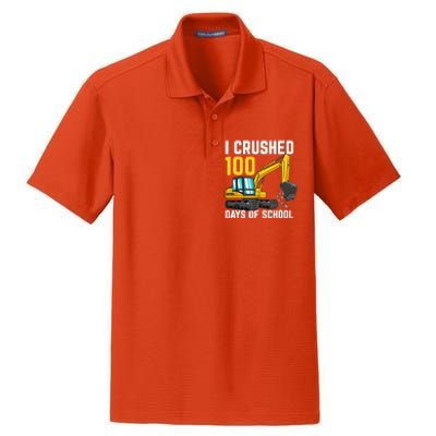 I Crushed 100 Days Of School Boy Excavator Dry Zone Grid Polo