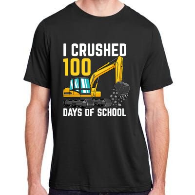 I Crushed 100 Days Of School Boy Excavator Adult ChromaSoft Performance T-Shirt