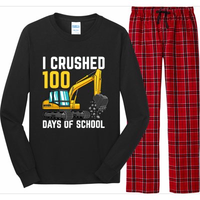 I Crushed 100 Days Of School Boy Excavator Long Sleeve Pajama Set