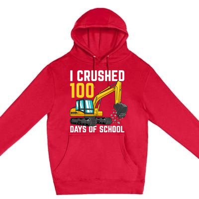 I Crushed 100 Days Of School Boy Excavator Premium Pullover Hoodie