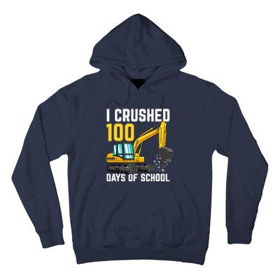 I Crushed 100 Days Of School Boy Excavator Hoodie