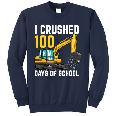 I Crushed 100 Days Of School Boy Excavator Sweatshirt